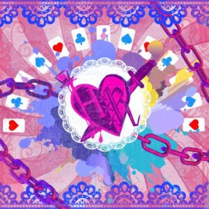 HeartBreak Rakuend's logo: a stitched-up heart with a dagger running through it and a small top-hat